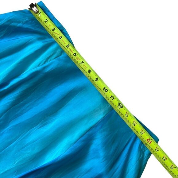 Lauren Ralph Lauren Turquoise Ombre Crinkled Silk Habotai Broomstick Skirt - Picture 5 of 12